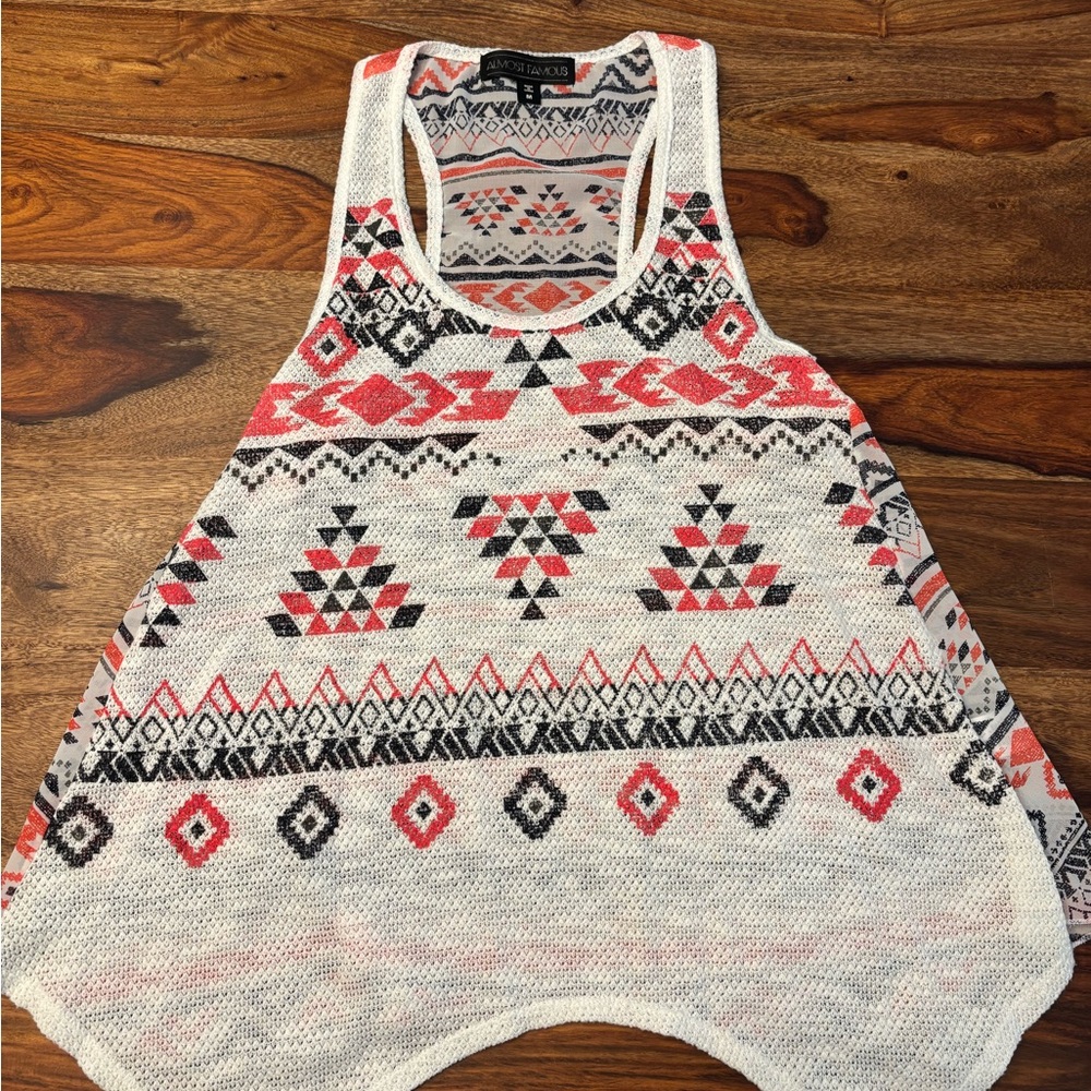 Almost Famous Black and White Asymmetrical Crop Tank Top